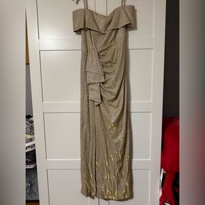 Elegant Gold Off-Shoulder Gown